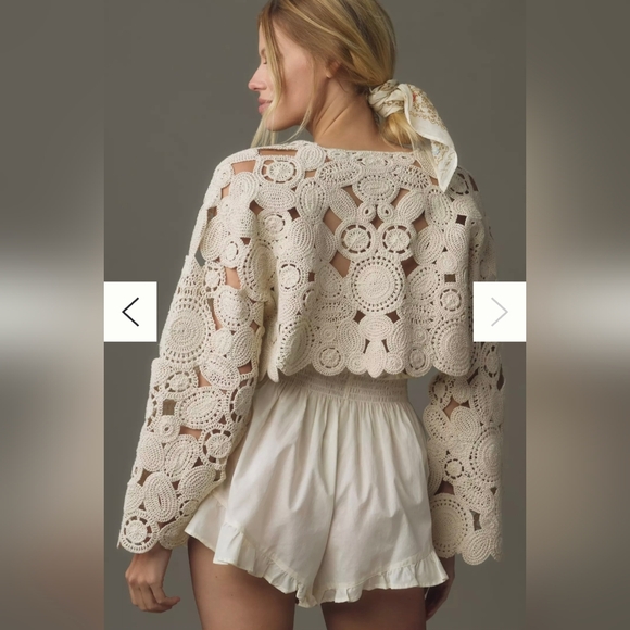 Anthropologie Patterned Crochet Shrug Top - Picture 5 of 15